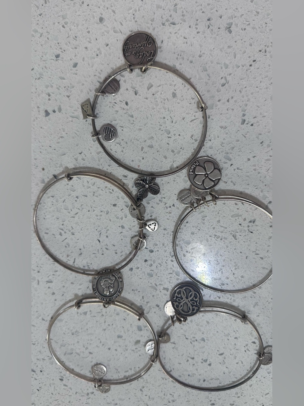 Alex and Ani Silver Charm Bangle Bracelet Set